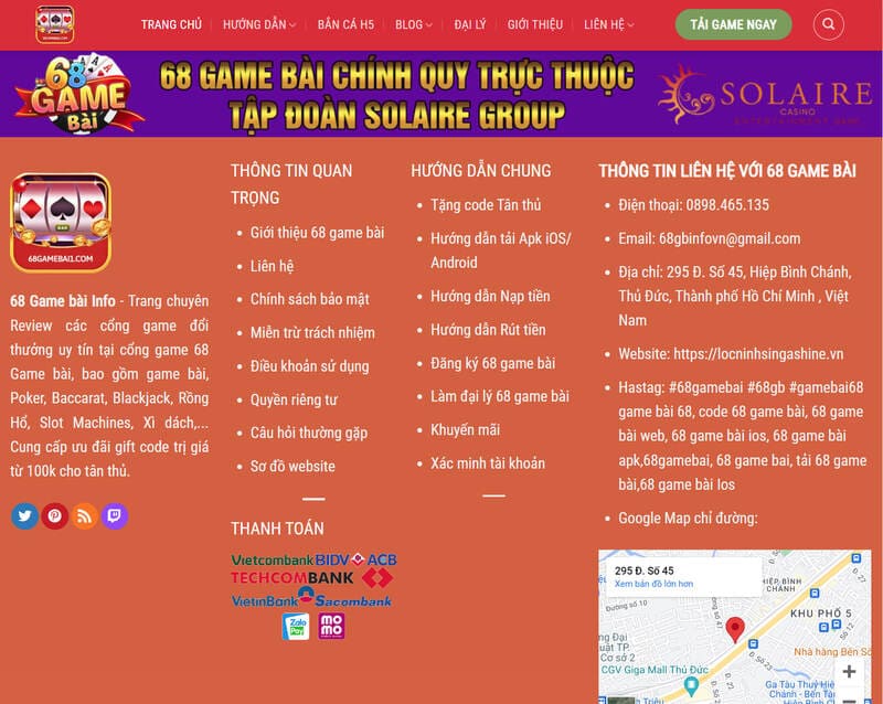 Thông tin liên hệ với 68 GAME BÀI - phimphongchongthientai.com