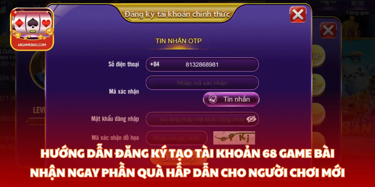 Cách đăng ký 68 Game bài